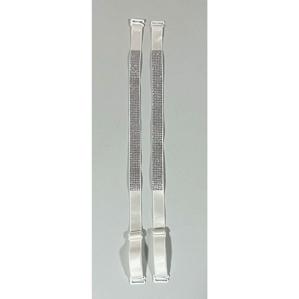 White Diamond Bra Straps Hosiery Lingerie Fashion Accessory Matching Pair Set 💎
